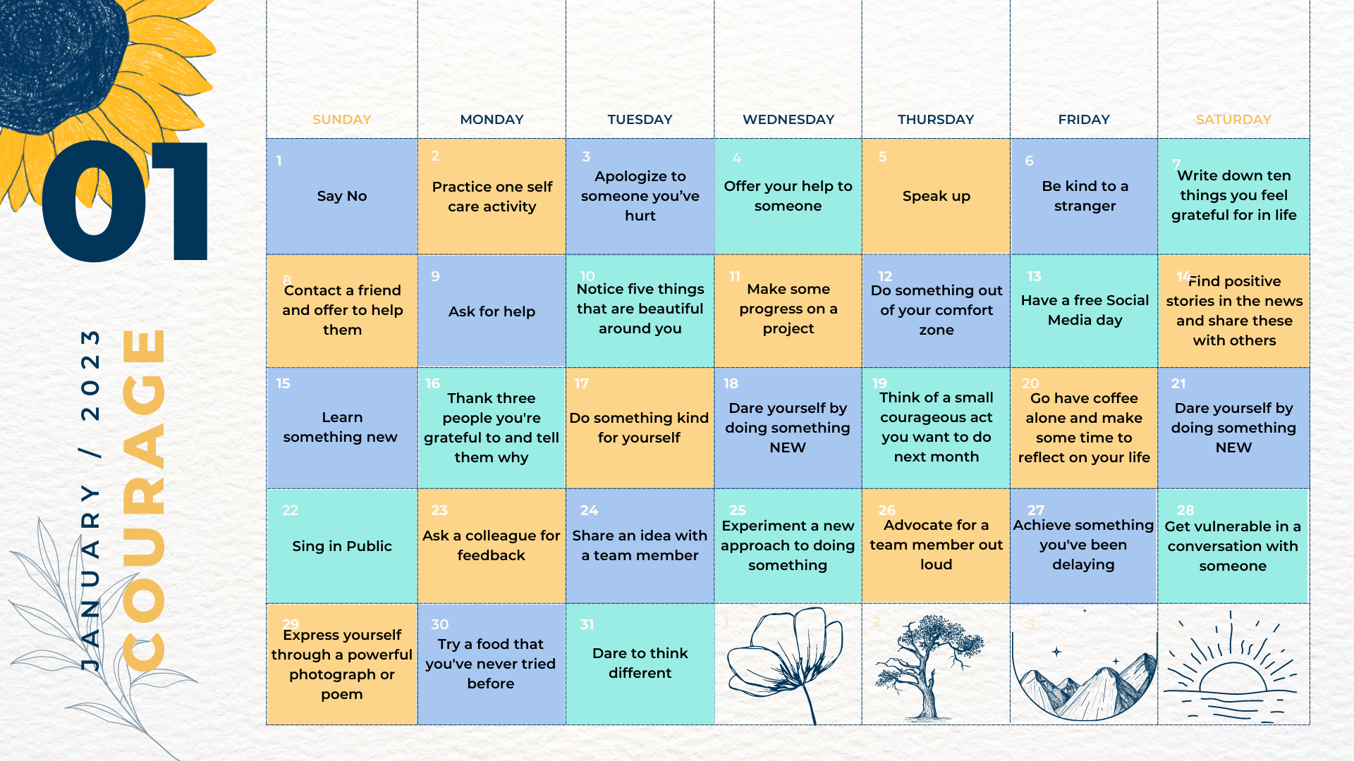 January Calendar 2023